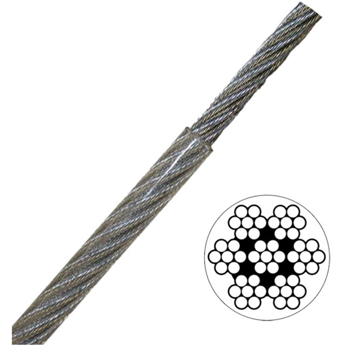 Reels 250' 3/32" x 1/8" Vinyl Coated Galvanized Aircraft Cable 7x7 